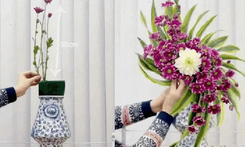 Mẹ đảm chia sẻ cách với 30k có ngay bình hoa cúc bày bàn thờ ngày Tết: Nhẹ nhàng, tinh tế, ai cắm cũng xinh