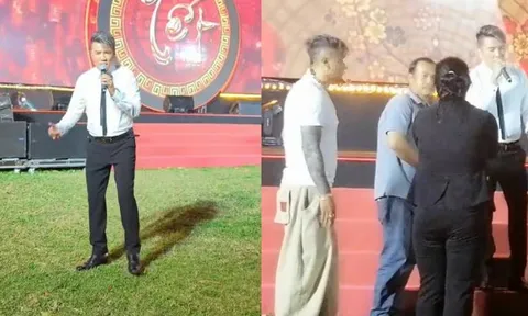 "Ông hoàng nhạc Việt" đình đám một thời đi hát hội chợ, được nhiều người vây kín chụp ảnh