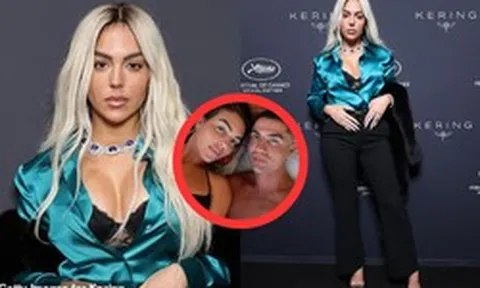 Georgina - vợ sắp cưới của Ronaldo gây choáng tại Cannes, nhuộm tóc bạch kim, diện đồ sexy, khoe nhẫn đính hôn 3 triệu USD
