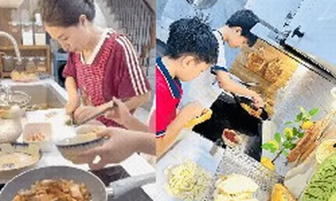 Mẹ đảm ở Hà Nội dạy con trai vào bếp nấu ăn suốt 1 tháng hè: Nhìn mâm cơm bé làm, các mẹ thi nhau vào nhận "con rể"