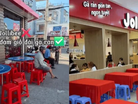 Cận cảnh "Jollibee miền Tây" gây lú với combo bàn tròn inox, ghế nhựa lề đường y chang rạp đám giỗ