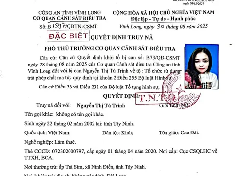 Truy nã toàn quốc Nguyễn Thị Tú Trinh SN 2002
