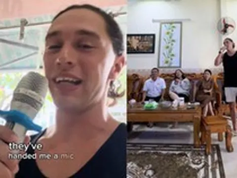 Xem anh Tây đi lấy đồ giặt 'bị' chủ tiệm kéo vào hát karaoke, dân mạng bật cười