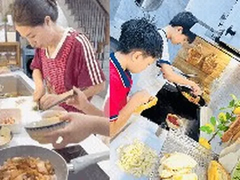 Mẹ đảm ở Hà Nội dạy con trai vào bếp nấu ăn suốt 1 tháng hè: Nhìn mâm cơm bé làm, các mẹ thi nhau vào nhận "con rể"