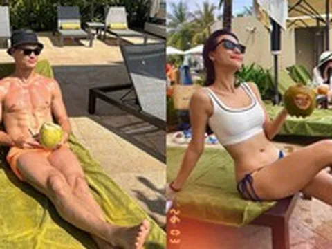 Lê Giang Patrik và MC Hoàng Oanh diện đồ đi biển nét căng như lên bìa tạp chí: Phía sau hình ảnh "bỏng mắt"