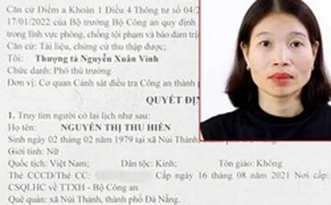 Quyết định truy tìm Nguyễn Thị Thu Hiền SN 1979